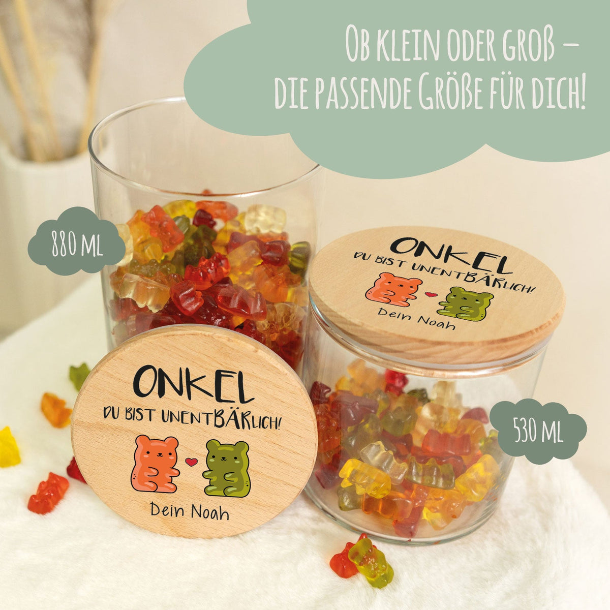 Bedrucktes Vorratsglas mit Holzdeckel - UnentBÄRlich