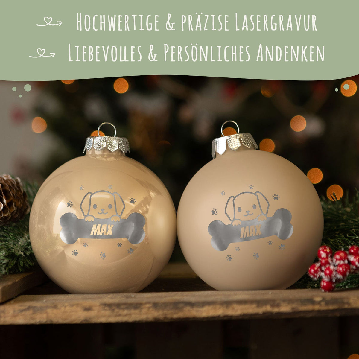 Gravierte Weihnachtskugel - Haustier - Hund & Katze