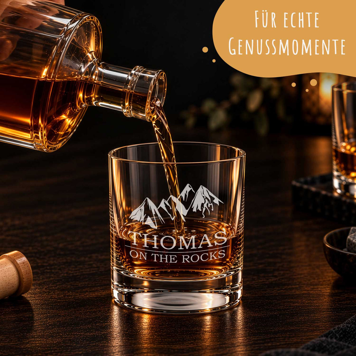 Leonardo Whiskygläser mit Gravur - "On the Rocks" im Set mit 0,5l Karaffe