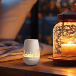 Deko Windlicht aus Glas mit Gravur - Skyline Hamburg