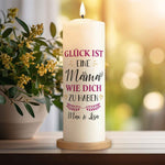 Große Kerze "Glück ist eine Mama" mit Namen - Geschenk für Mama zum Muttertag