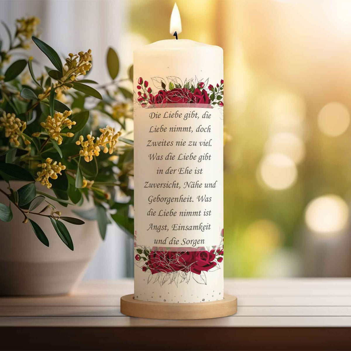 Große Kerze "Silber Hochzeit" - Hochzeitskerze mit Namen, Datum & Wunschtext zur Silberhochzeit