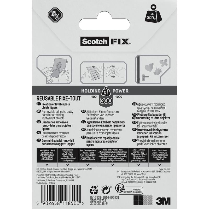 Scotch-FIX™ Ablösbare Klebepads 301008C36-P, 11 mm x 15 mm, 36 Stück/Packung | Packung (1 Stück)