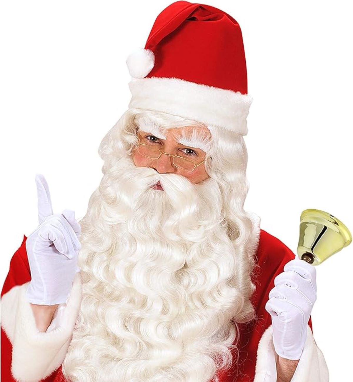 Weihnachtsmann Glocke 15 cm | Gold mit schwarzem Griff