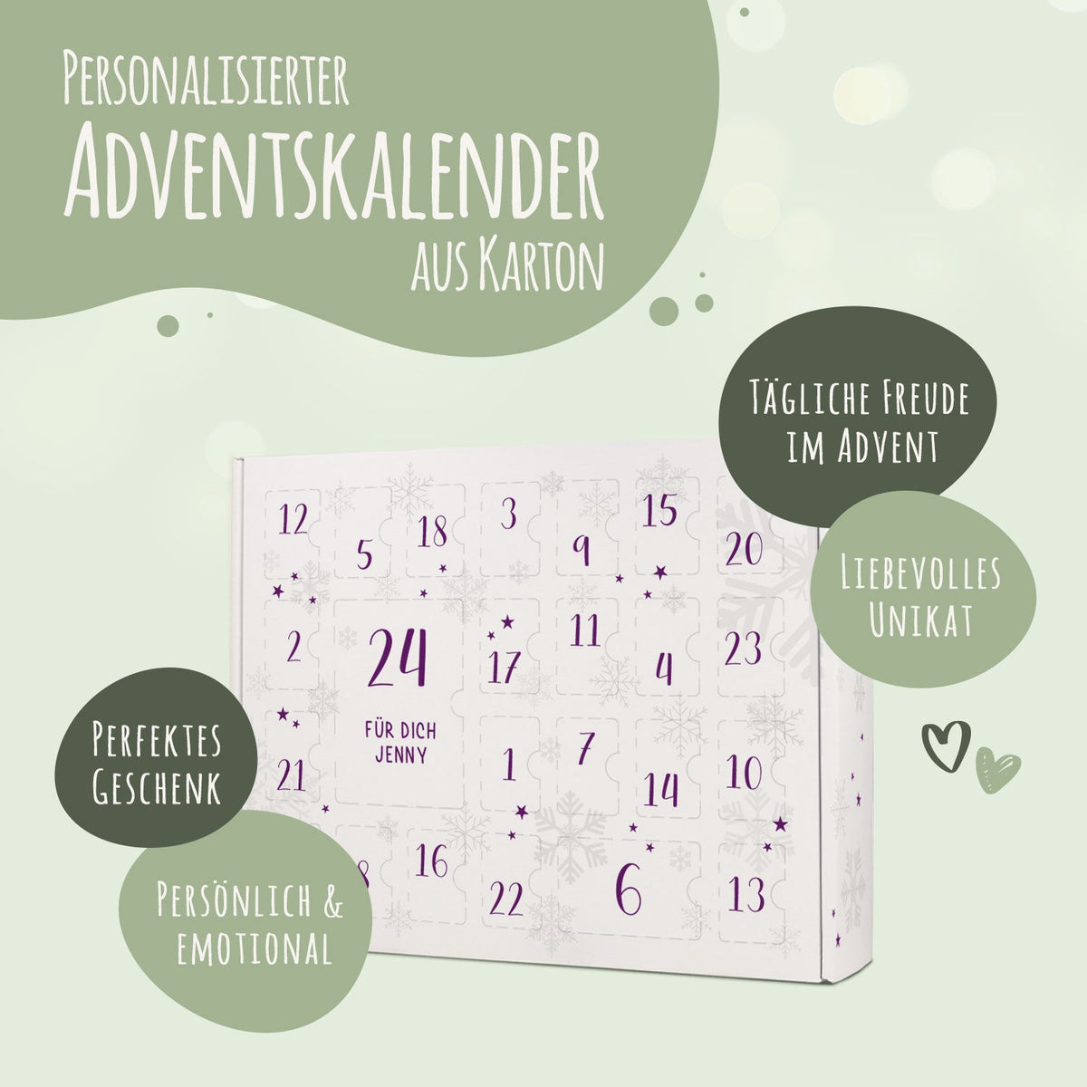 Personalisierter DIY Adventskalender mit Nummern Design zum selbst Befüllen