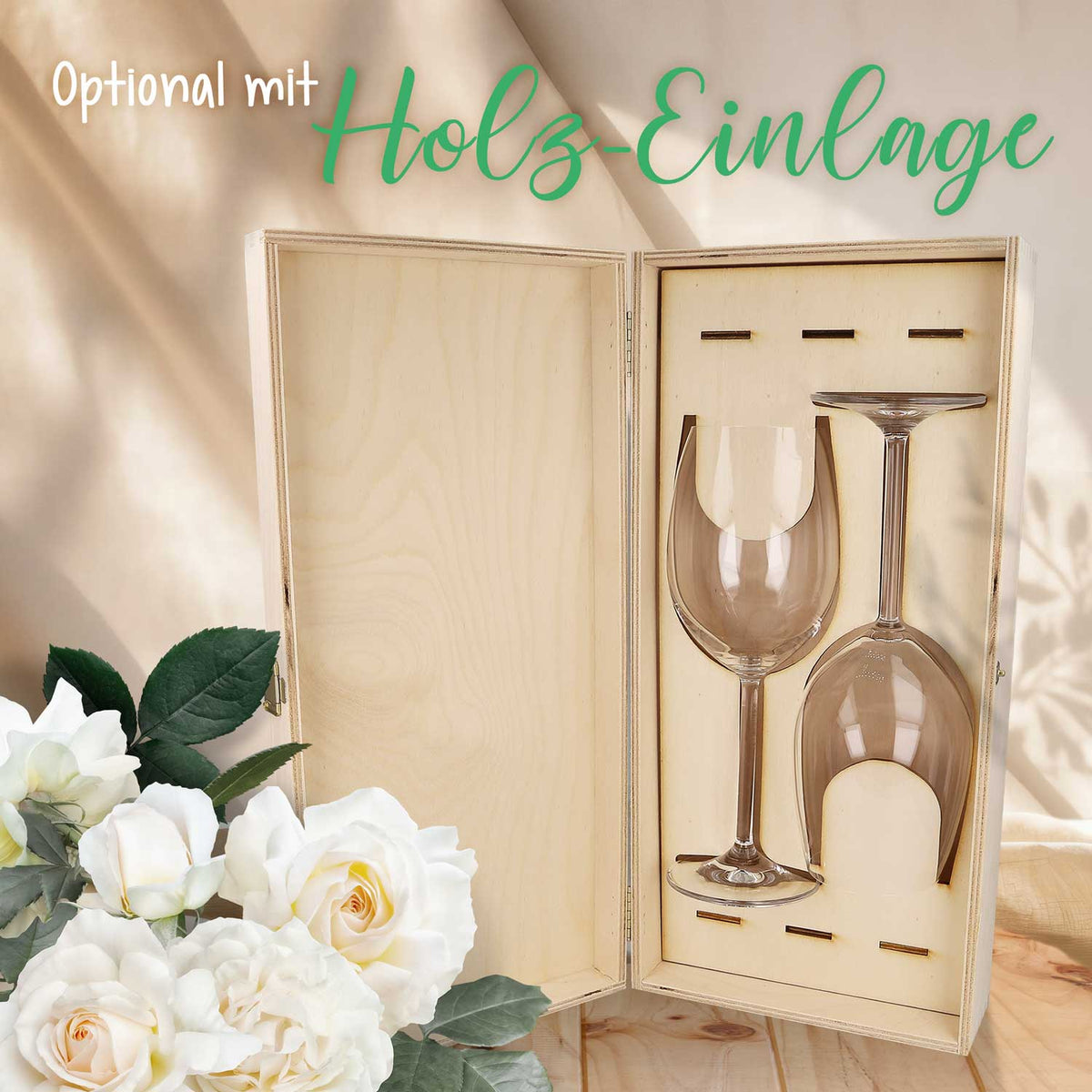 Stölzle Lausitz Weingläser mit Gravur als Set - "Flower Wedding"