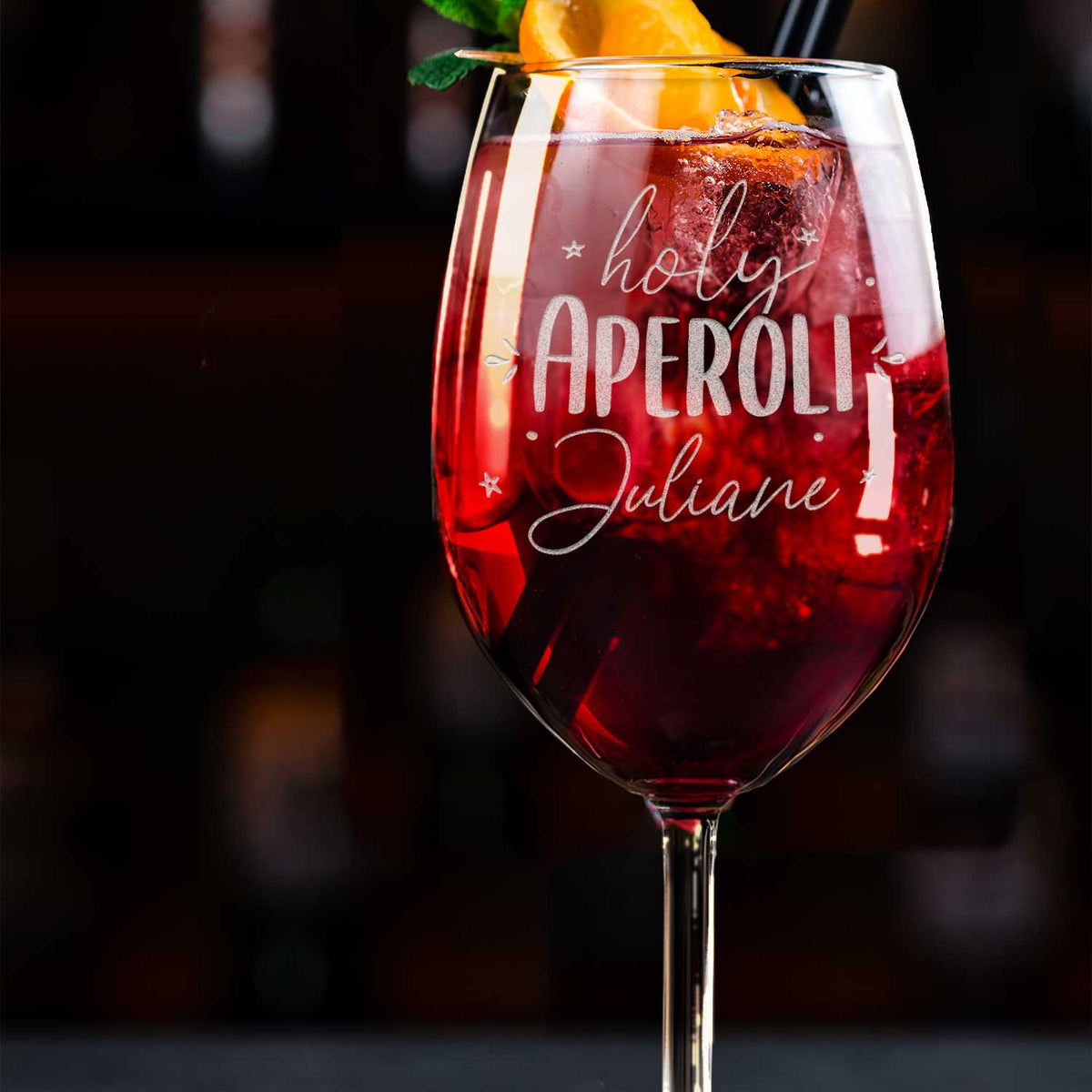 Stölzle Lausitz Weinglas mit Gravur "Holy Aperoli" mit Namen