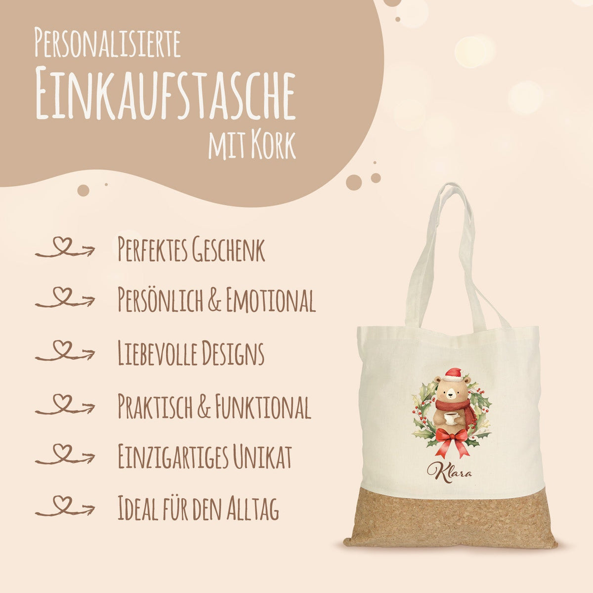Einkaufstasche Kork - Kranztiere