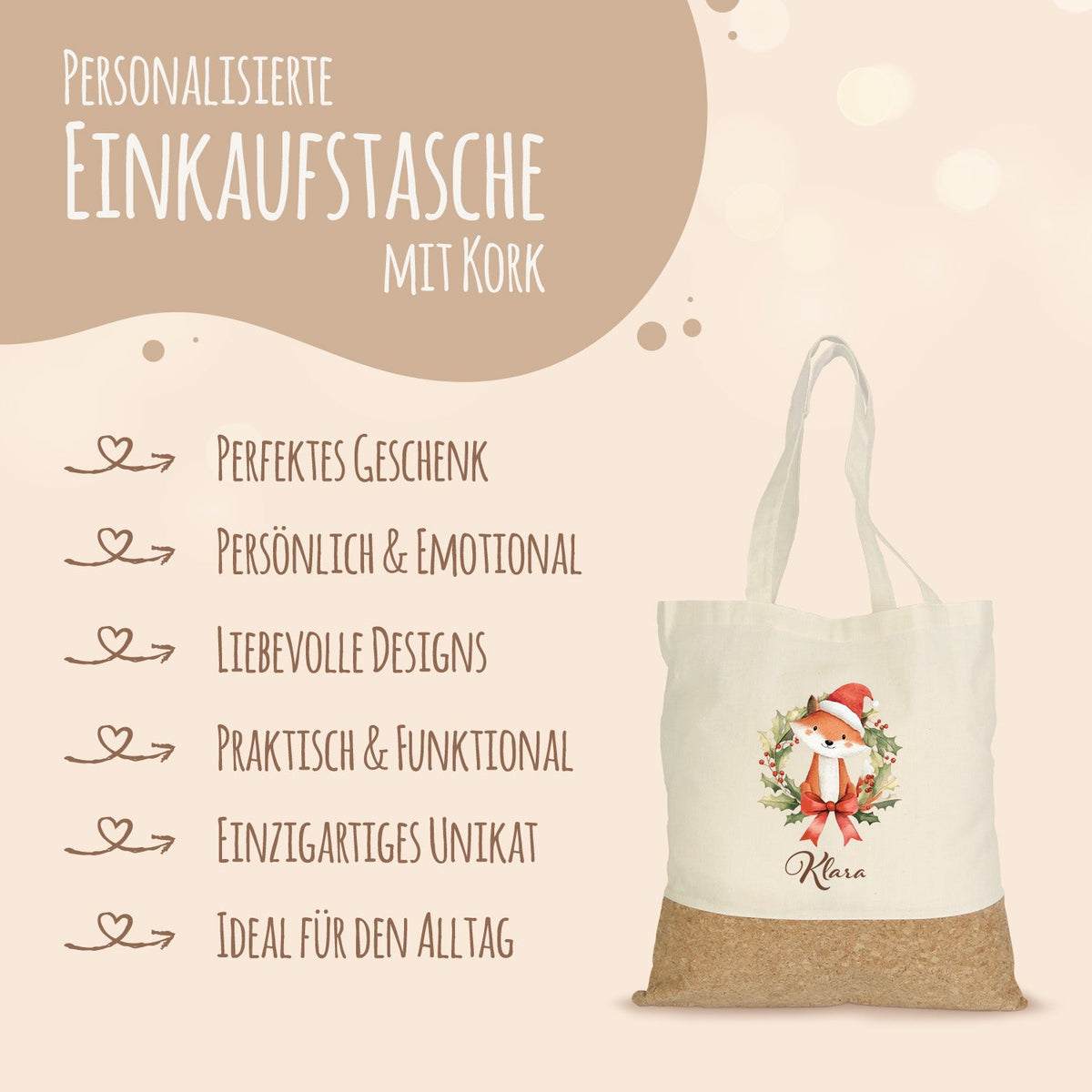 Einkaufstasche Kork - Kranztiere