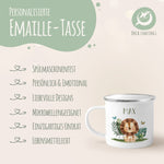 Emaille Tasse für Kinder - Personalisiert mit Namen - Tiergruppe Safari