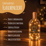 Flaschenlicht mit LED-Lichterkette und UV Druck - Goldenes Geschenk Design - Weihnachtsdekoration