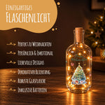 Flaschenlicht mit LED-Lichterkette und UV Druck - Weihnachtsbaum Design - Weihnachtsdekoration