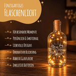 Flaschenlicht mit LED-Lichterkette und Gravur "You are my sunshine"