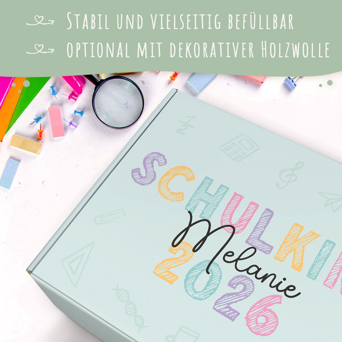 Personalisierte Geschenkbox - Schulkind Kreide - Einschulung