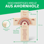 Personalisierbares Holzkreuz zur Taufe Konfirmation oder Kommunion - Regenbogen Design