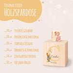 Spardose aus Holz - Initialen Tiermotive