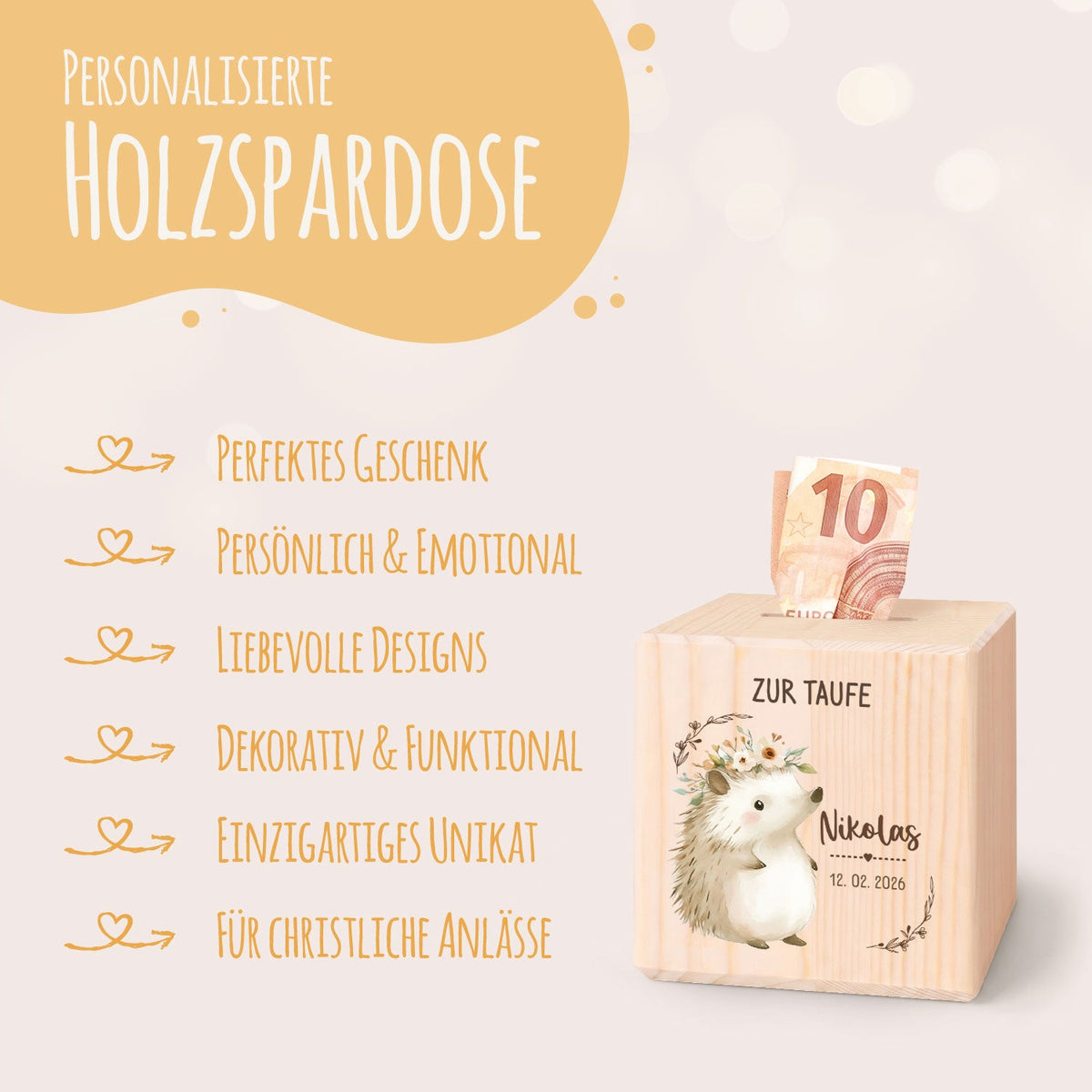 Spardose aus Holz - Tiere