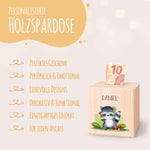 Spardose aus Holz - Tiergruppe Wald