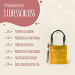 Liebesschloss in Gelb mit Gravur