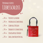 Liebesschloss in Rot mit Gravur