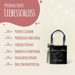 Liebesschloss in Schwarz mit Gravur