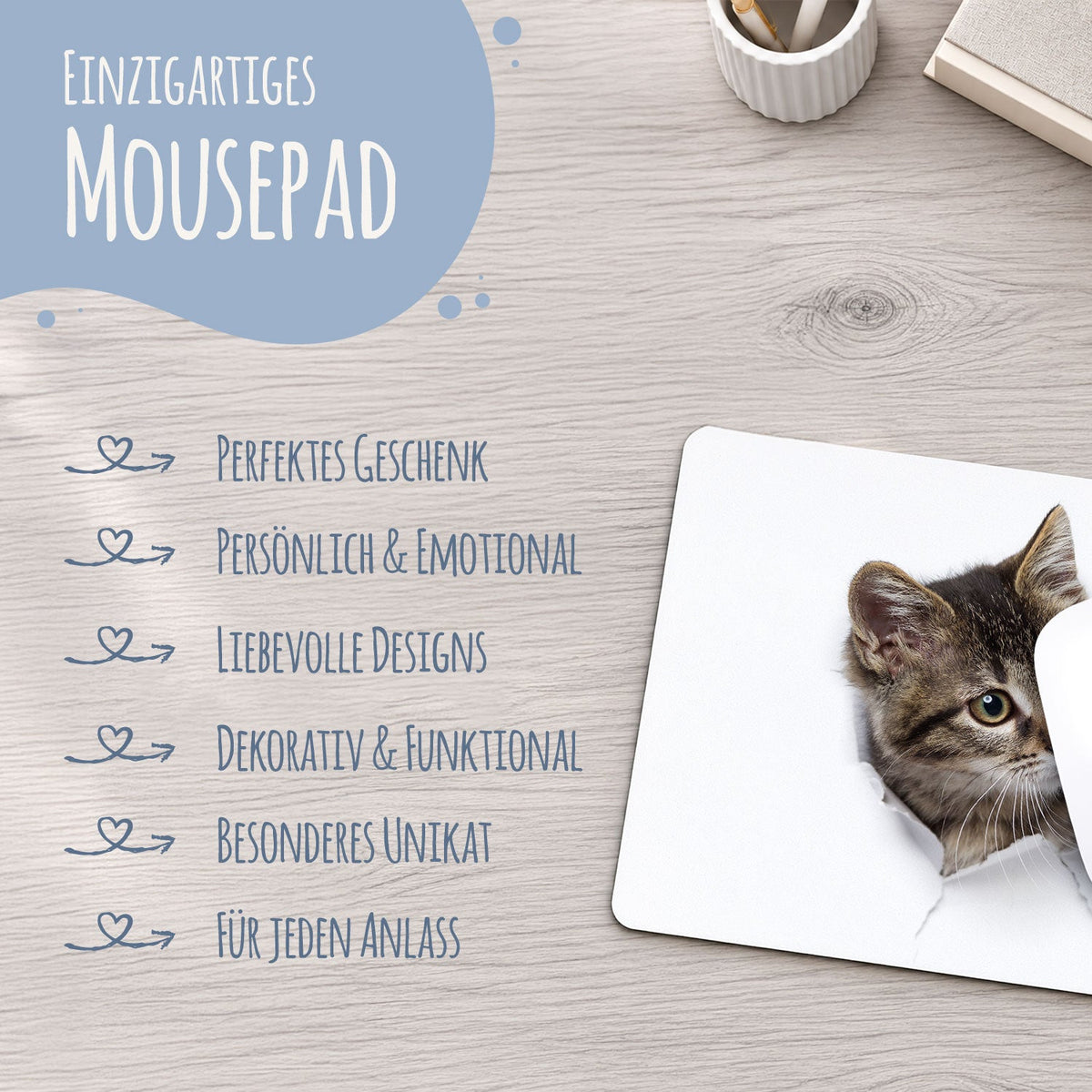 Bedrucktes Mousepad im Katzen Design