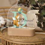 Kinder LED Nachtlicht mit Sockel aus Holz - "Initial Tiere"