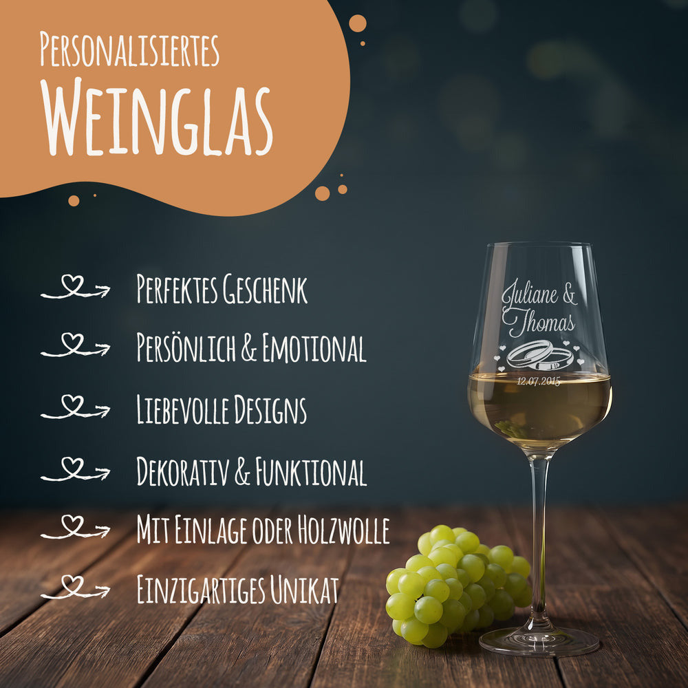 Stölzle Lausitz Weingläser mit Gravur als Set - "Flower Wedding"