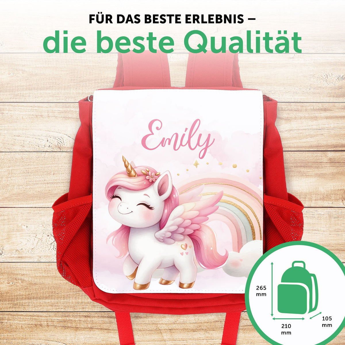 Bedruckter Rucksack für Kinder - Pegasus mit Name