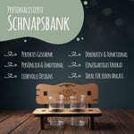 Gravierte Schnapsbank im Hochzeiten Design mit Namen & Datum + 2 Schnaps