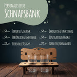 Gravierte Schnapsbank mit Wunschtext + 2 Schnapsgläser
