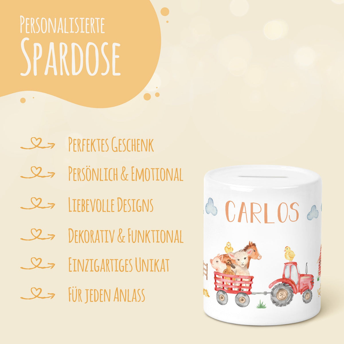 Spardose aus Keramik - Bauernhof