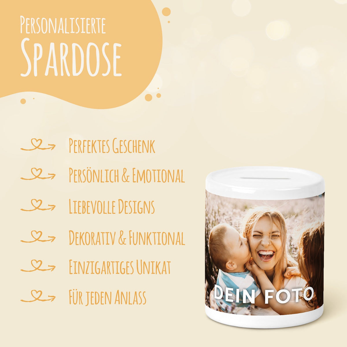 Spardose aus Keramik - mit eigenem Foto