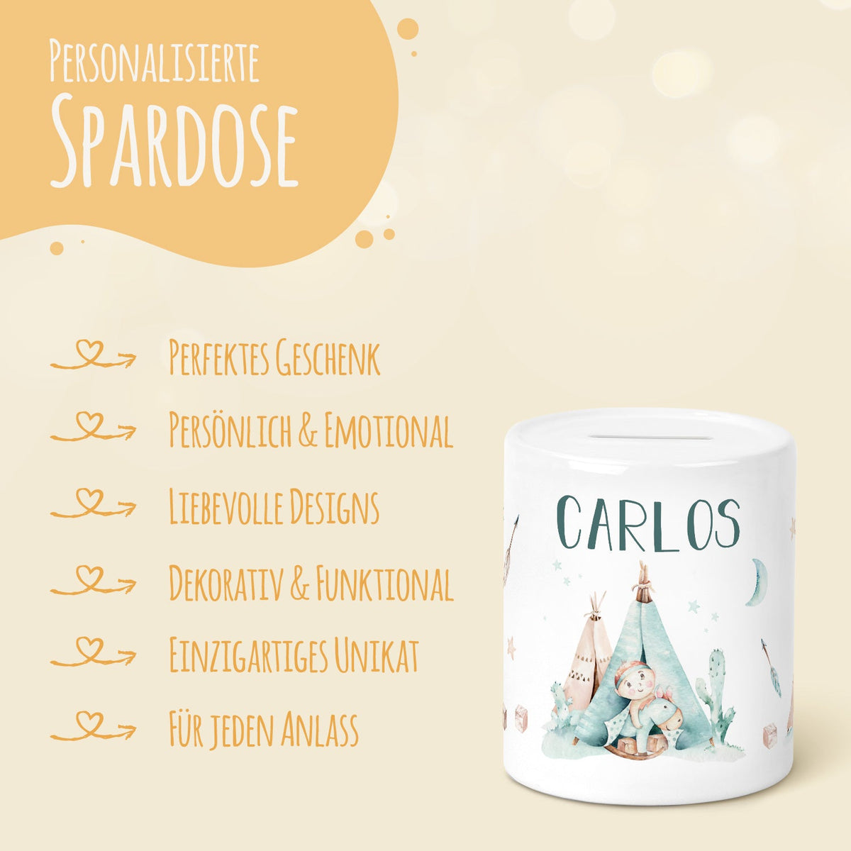 Spardose aus Keramik - Indianer