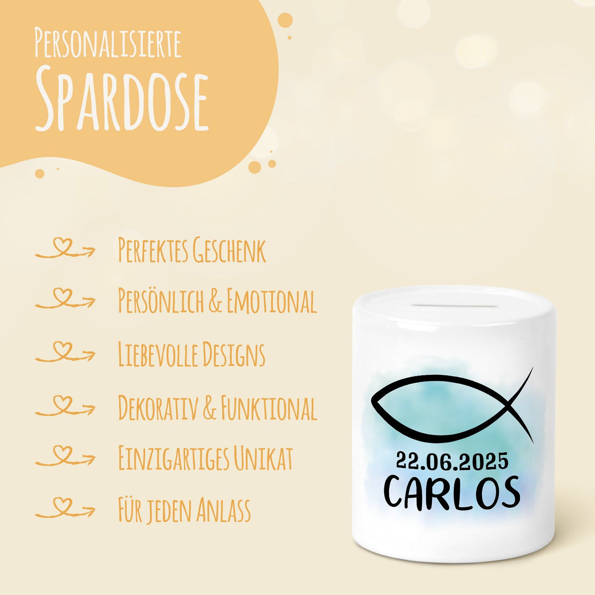 Spardose aus Keramik - Konfirmation