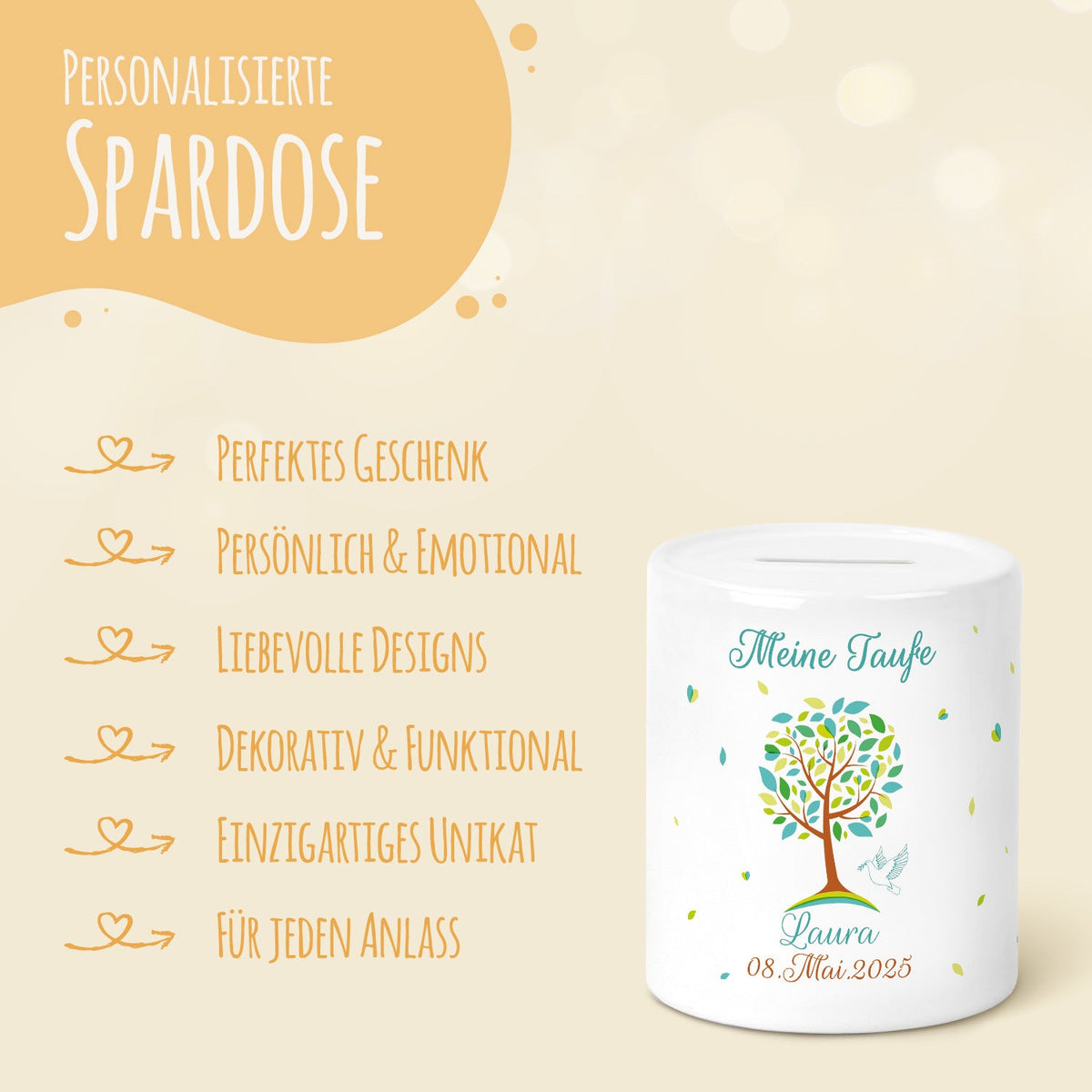 Spardose aus Keramik - Lebensbaum
