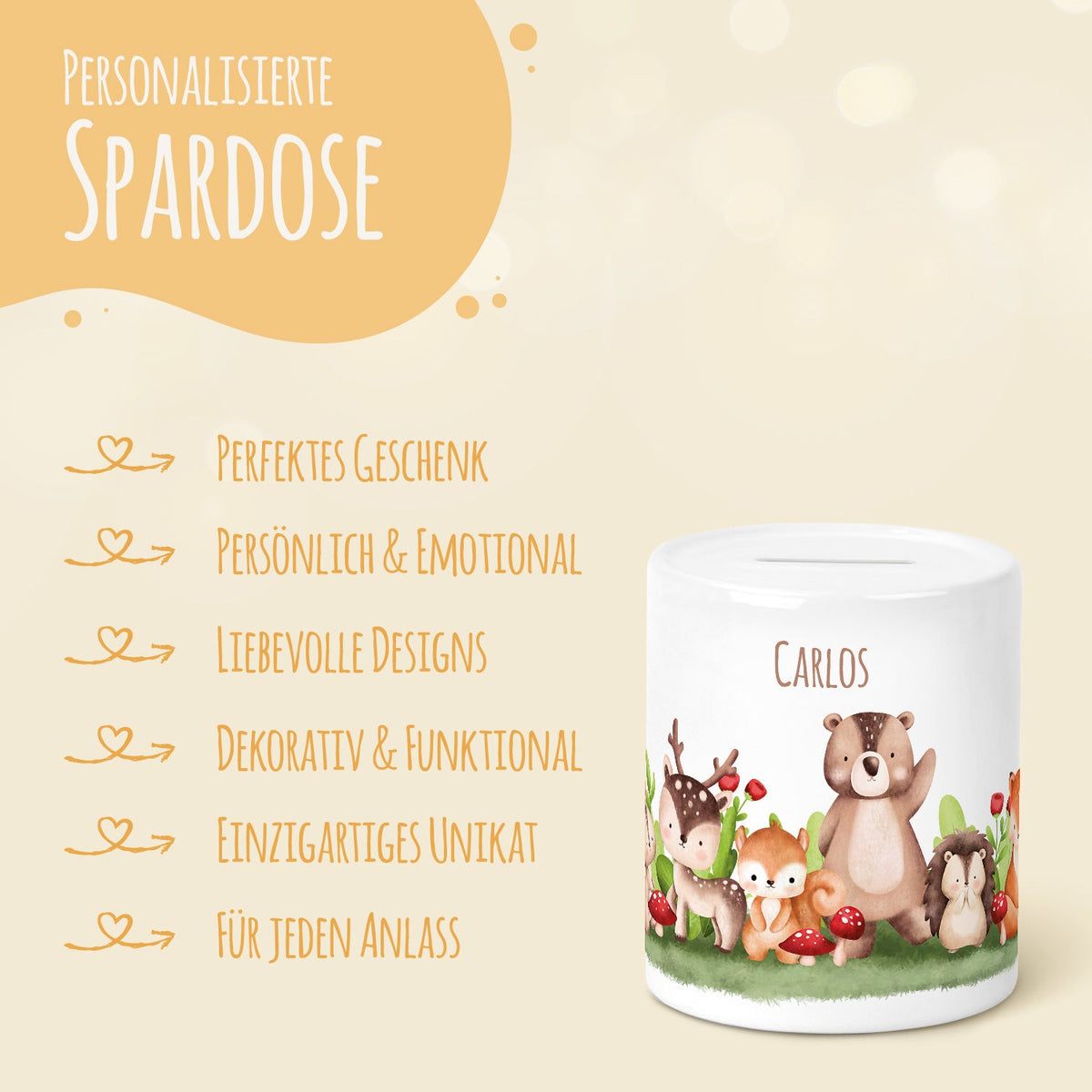 Spardose aus Keramik - Tiergruppe