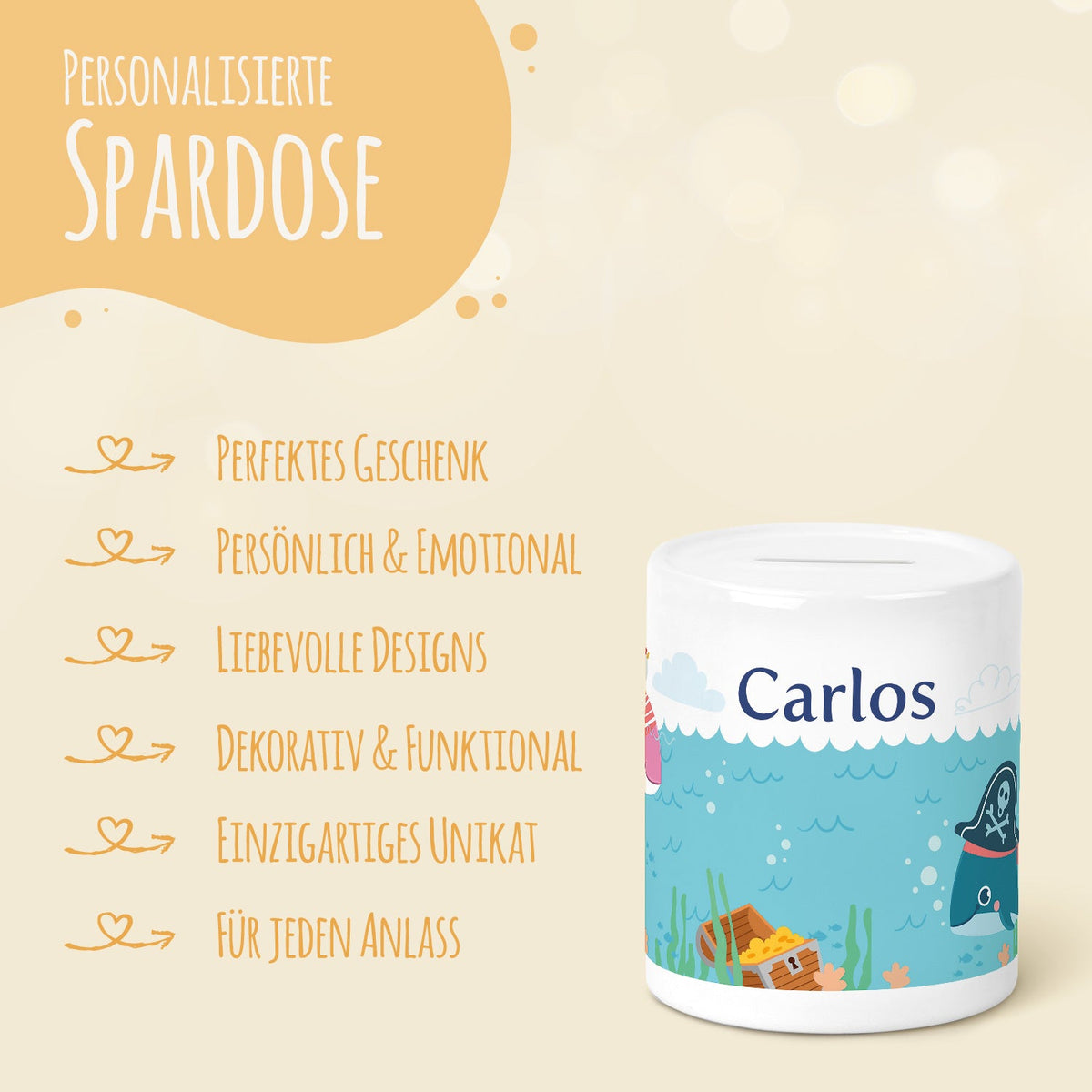 Spardose aus Keramik - Wal