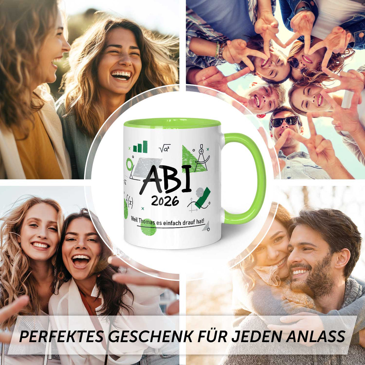 Bedruckte Tasse mit Spruch - Abi - Personalisiert mit Namen