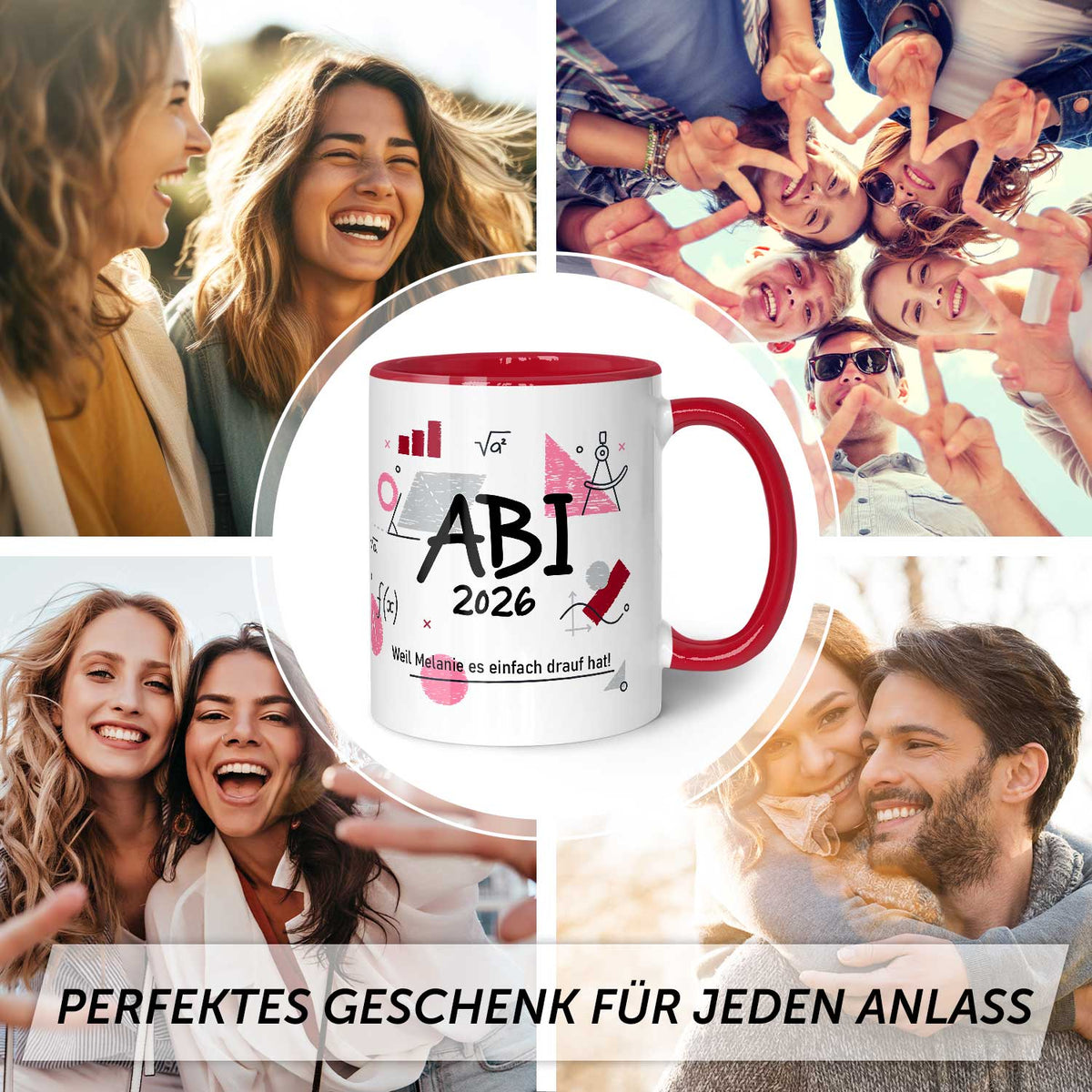 Bedruckte Tasse mit Spruch - Abi - Personalisiert mit Namen