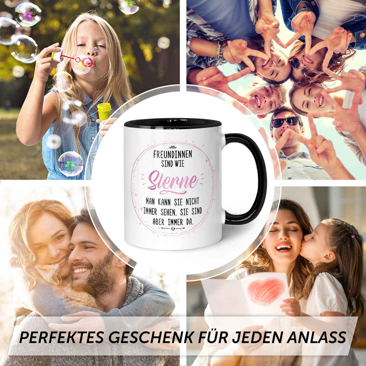 Bedruckte Tasse mit Spruch Freundinnen sind wie Sterne