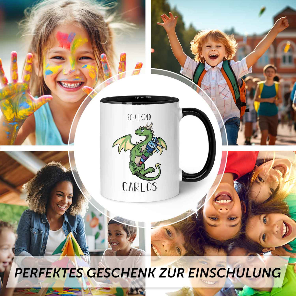 Bedruckte Tasse mit Motiv - Einschulung Drache