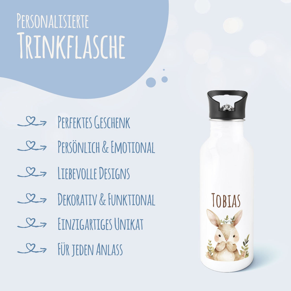 Bedruckte Trinkflasche aus Edelstahl - Waldfreunde V2