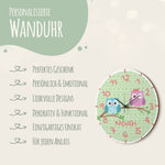 Wanduhr Kinder Eule mit Namen - mit UV Druck