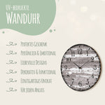 Wanduhr aus Holz Vintage Gray - mit UV Druck