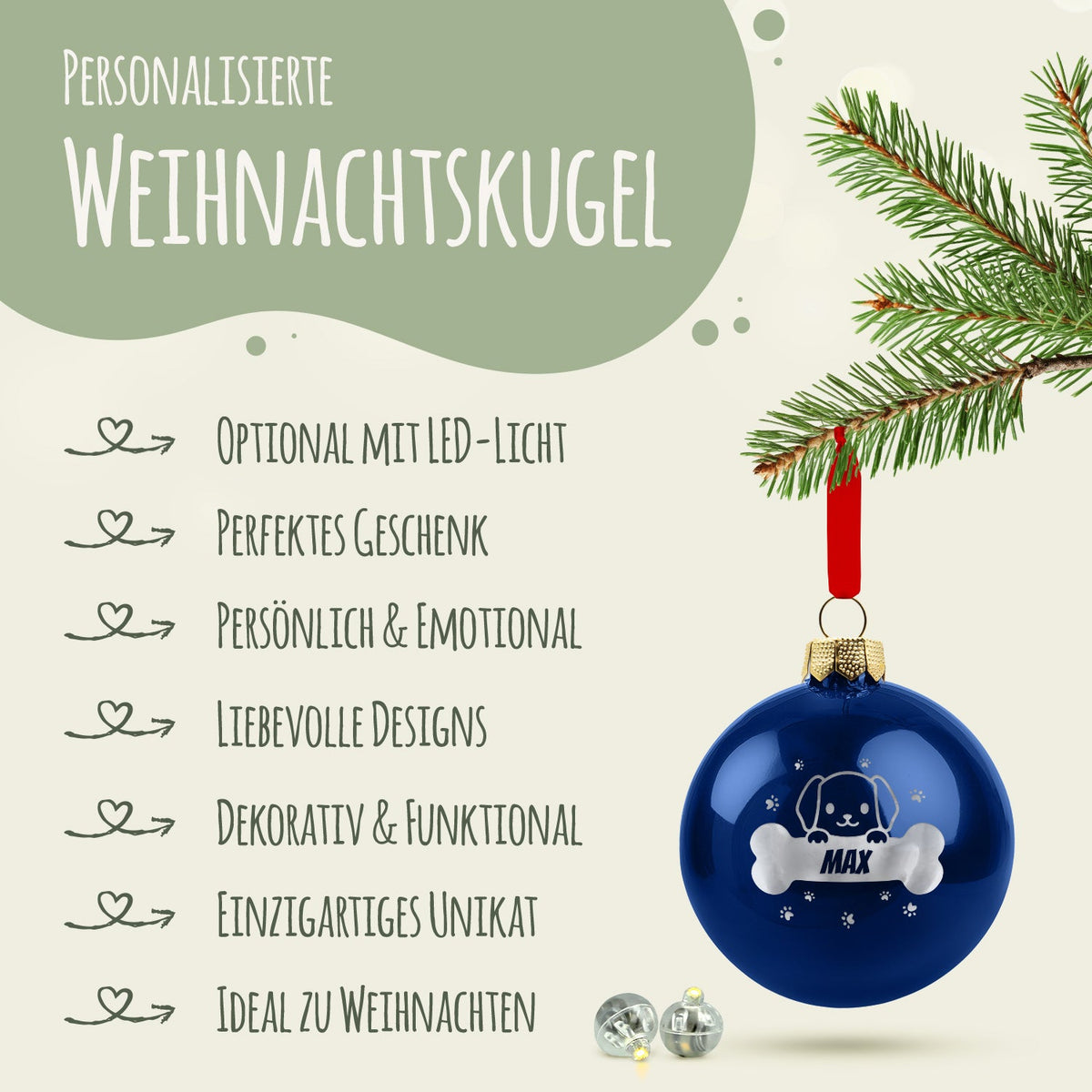 Gravierte Weihnachtskugel - Haustier - Hund & Katze
