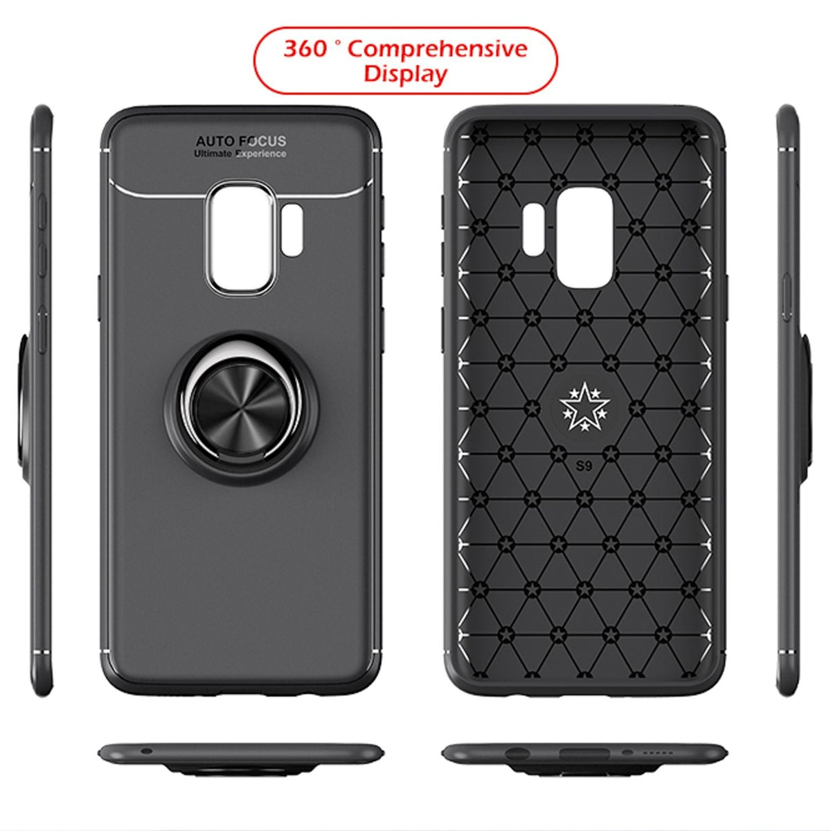 NALIA Ringhülle für Samsung Galaxy S9 – Ring-Ständer 360° & für Magnet-Halter – GRIP360 (Mattiertes Silikon Case) – Marke aus Berlin