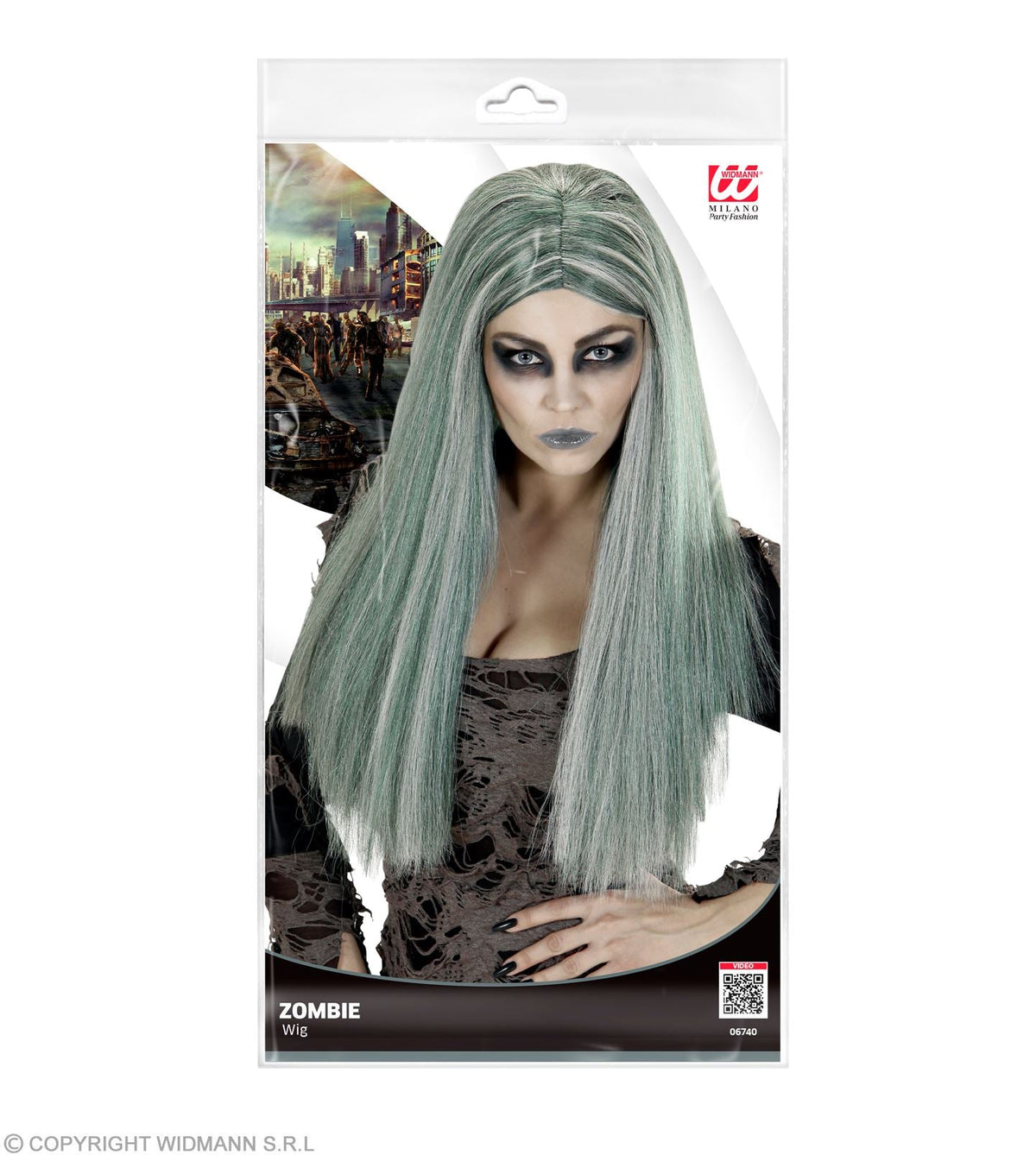 Halloween Perücke Damen "Zombie" | Grau