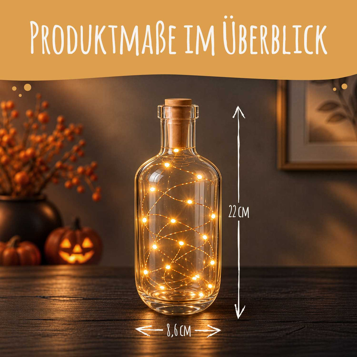 Flaschenlicht mit LED-Lichterkette im Halloween Werwolf V1 UV Design