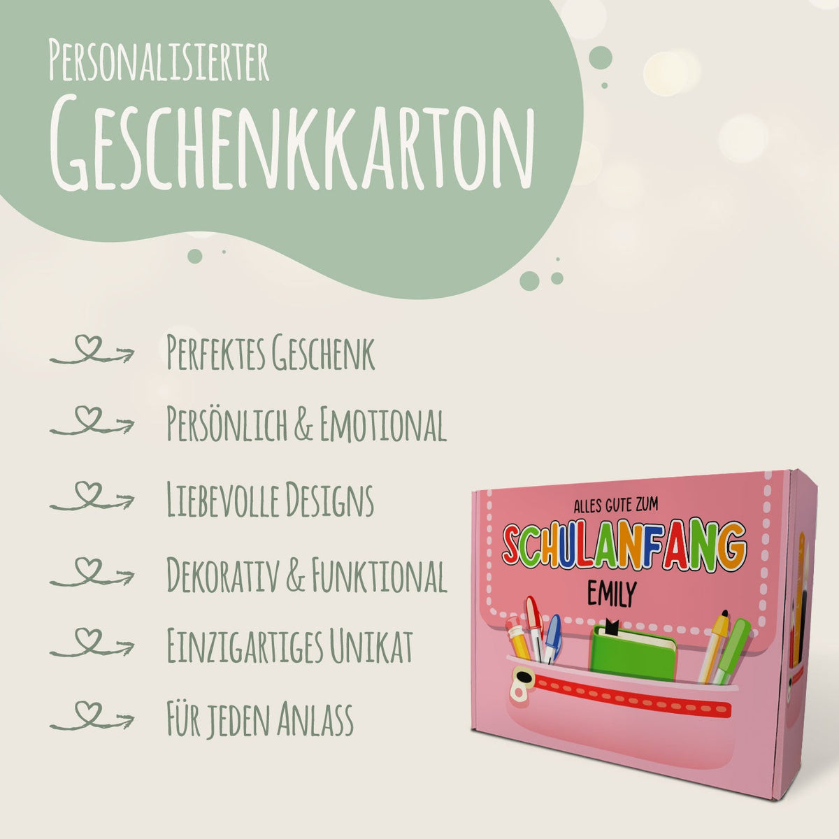 Personalisierte Geschenkbox - Schulranzen - Einschulung